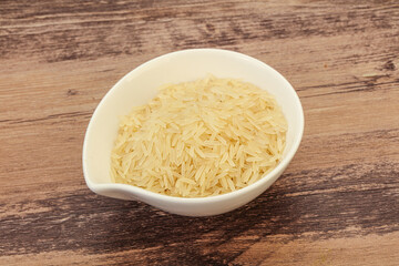 Raw basmati rice in the bowl