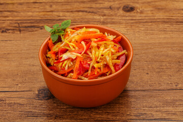 Cabbage salad with carrot and pepper