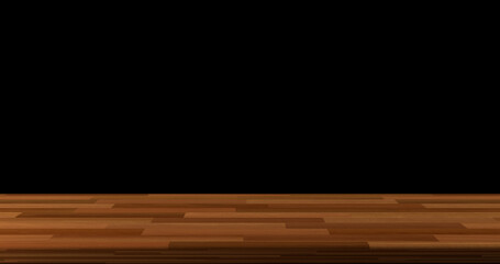 Empty wooden  table top mock up display or montage products,  Product stand futuristic or podium pedestal on black background