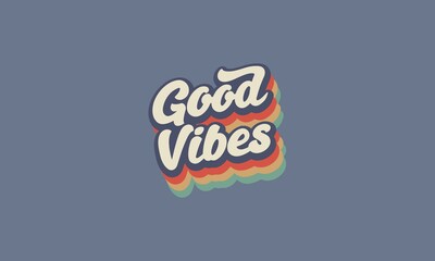 Good vibes retro t shirt design . Vintage retro  rainbow concept typography t shirt design vector template . © Md
