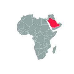 saudi arabia  Highlighted on africa Map Eps 10