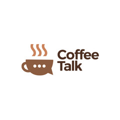 coffee talk chat bubble logo vector icon illustration