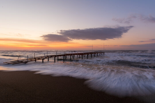 Long exposure photos of a pier structure