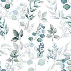Vector pattern seamless with leaves and herbals. Vector pattern seamless.