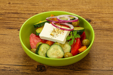 Traditional Greek salad with feta cheese