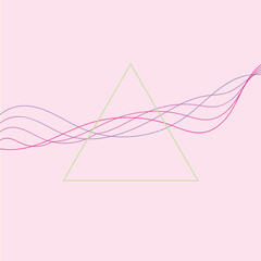 A blend and a green triangle on a pink background.