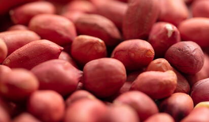 Close up of peanut nuts as background. Macro