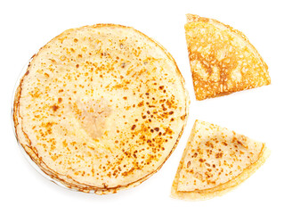 Pancakes made from dough isolated on a white