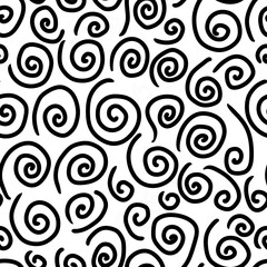 Seamless black and white swirl pattern. Design of background, template, fabric, textile, wallpaper, packaging. Zentangle art design.