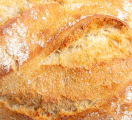 Fresh bread crust as background.
