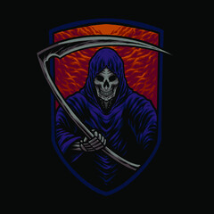 the skeleton grim reaper illustration