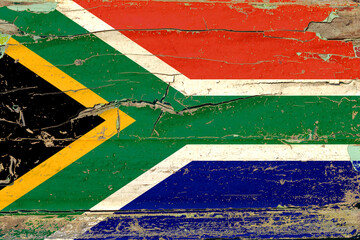 3D Flag of South Africa on wood