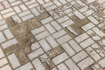 Broken paving slabs as an abstract background.
