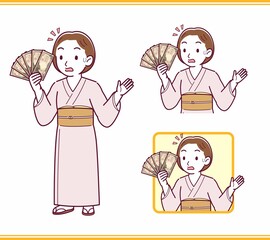 Young girl in pink kimono