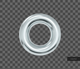 Vector 3d geometric object. Isolated metallic silver torus.