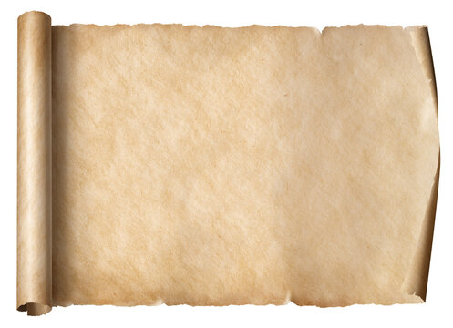 Old scroll in horizontal position isolated