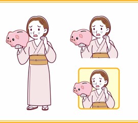 Young girl in pink kimono