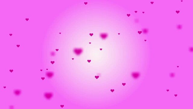 Falling HERATS ANIMATION on pink backgrounds. Flying HEATRS 3D ABSTRACT. Using for celebrating, wedding, Valentine's Day, Birthday event, dating romantic.