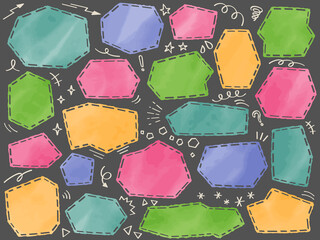 水彩テクスチャーの、角形の見出し・フレーム素材セット