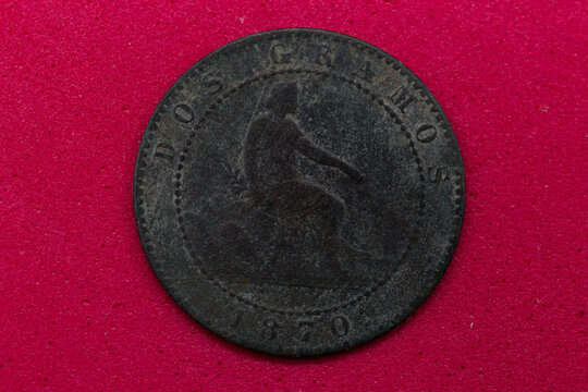 moneta stara dos centimos 1870 patyna