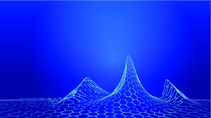 Dot-line links hexagonal honeycomb peaks of vector technology sense background