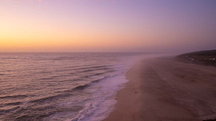 Sunset over Atlantic ocean, Portuguese coastline.