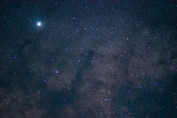 Milky way among stars in the night sky