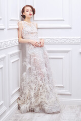 glamorous lady in a wedding dress