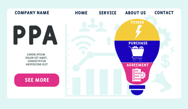 Vector website design template . PPA - Power Purchase Agreement. business concept. illustration for website banner, marketing materials, business presentation, online advertising.