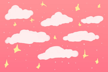 Kawaii pink cloud digital background.
