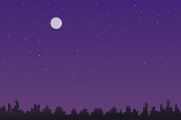 Naklejka premium Beautiful background of the night starry sky in the forest.