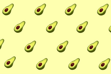 Colorful avocado digital pattern, healthy lifestyle background.