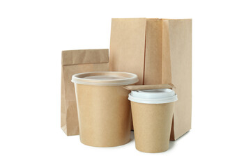 Delivery containers for takeaway food isolated on white background