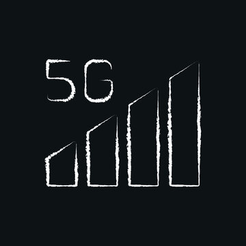 5g connection chalk icon. High speed internet. Thin line customizable illustration. Contour symbol. Vector isolated outline drawing.