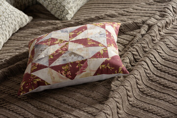 pillows on the bed, textile