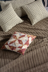 pillows on the bed, textile