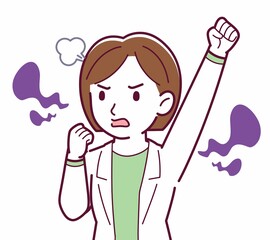 Young woman in a lab coat