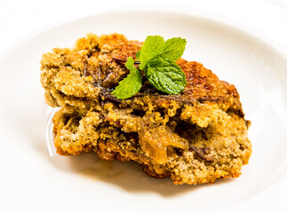 Fried big  fish’roe with sauce in plate, in door  Chiangmai  Thailand	