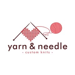 Love Knitting Logo, Needle and Yarn Logo, Simple Knitting Logo Vector Design Template