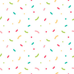 Colorful confetti, sprinkles and dots vector seamless pattern background for party, celebration design. - 430748554