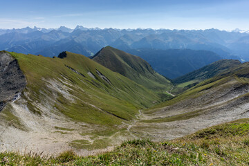 mountain panorama in tirol - austria in summer with a far-reaching view