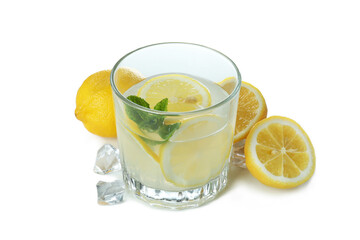 Glass of lemonade isolated on white background