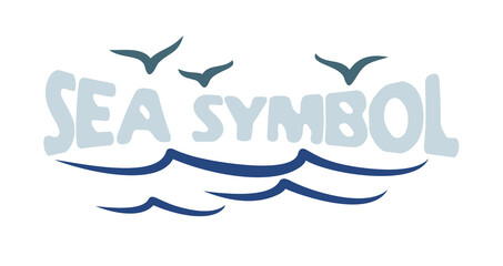 Obraz premium The Blue sea symbol with flying seagull.