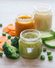 Assortment of fruit and vegetable puree