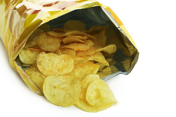 Bag with chips isolated on white background