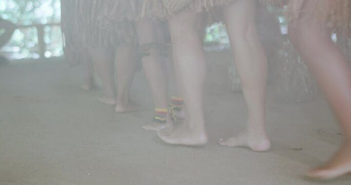 Indians of the Patax&oacute; tribe during ritual. 4K.