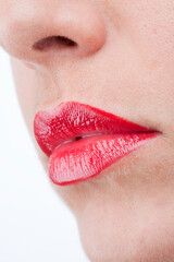 Red Lips close up in studio