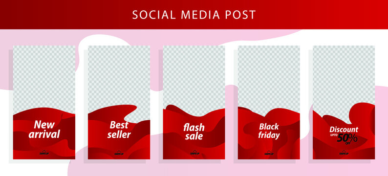 Set 5 of Social Media Instagram Networks Stories Sale Banner Background, Mobile App, Poster, Flyer, Coupon, Gift Card, Smartphone Template Story,Liquid Abstract Modern. editable template eps 10 vector