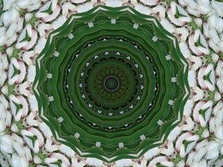 Kaleidoscope in Richly Green and Soft White