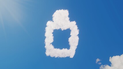 3d rendering of white clouds in shape of symbol of perfume on blue sky with sun